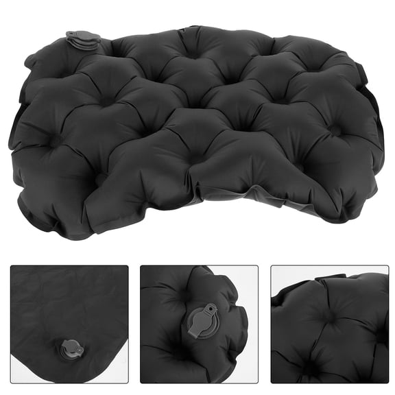 HEANUJJ Black Foldable Inflatable Seat Cushion Adjustable Firmness Portable Outdoor Sitting Pad