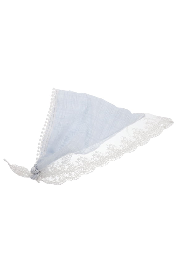 Sky Blue Vintage French Triangle Hair Scarf Breathable Lace Headband for Elegant Hair Accessories
