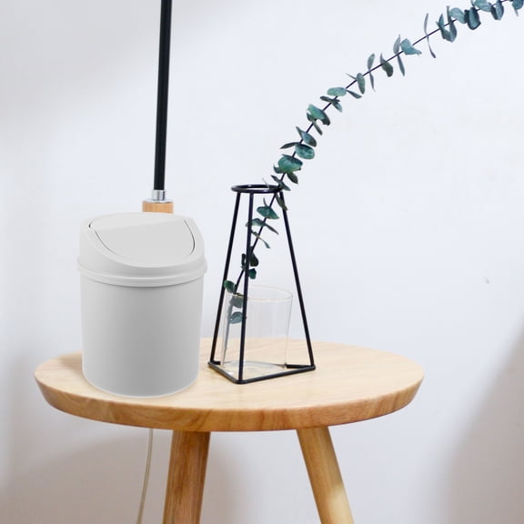 HEANUJJ Small Grey Plastic Trash Can with Swivel Lid for Bathroom Toilet Waste Bin 1 Piece