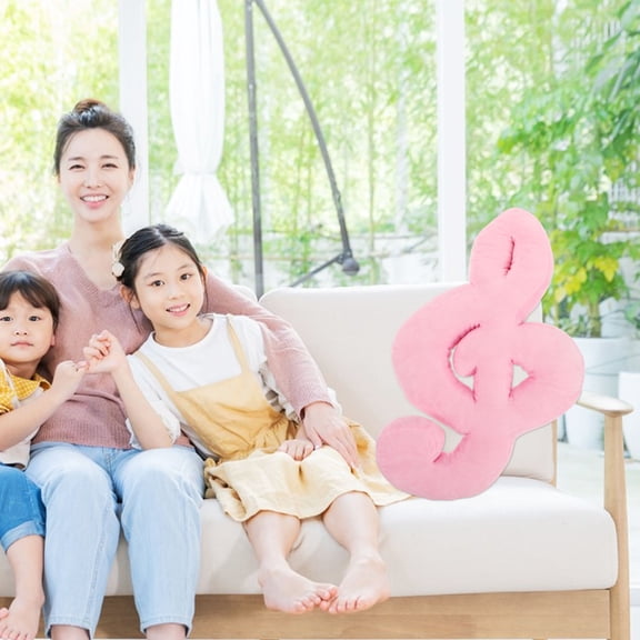 HEANUJJ Soft Pink Round Throw Pillow with Music Note Design Unique Plush Cushion for Sofa and Bed