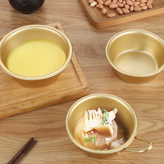HEANUJJ Traditional Korean Plated Gold Wine Bowl for Soup Rice and Pickle Serving Kitchen