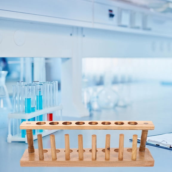HEANUJJ Wooden Test Tube Shelf for Laboratory Use Khaki with Safe and Practical Design