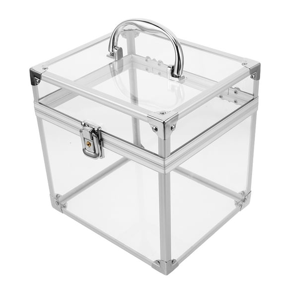 HEANUJJ Transparent Acrylic Record Storage Box, Large Capacity, Clear Display, Portable Organizer