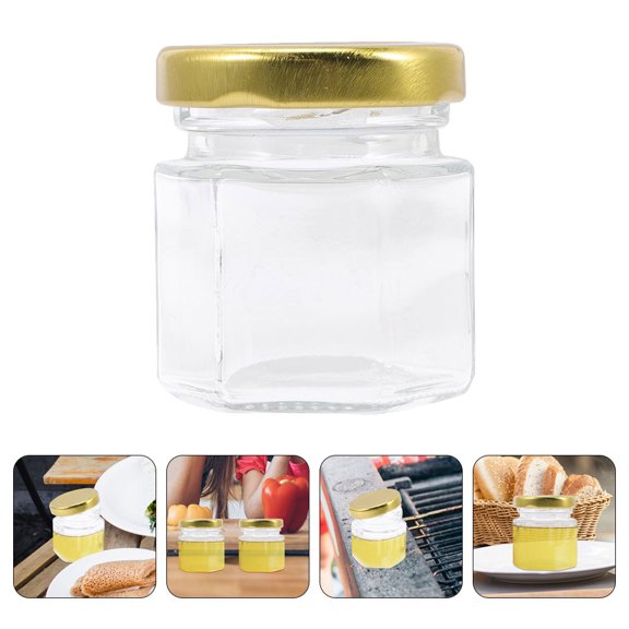 HEANUJJ Transparent Hexagon Jars, Glass, Sealed Lids, Multi-Use, 24Pcs