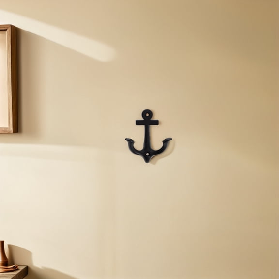 HEANUJJ Vintage Anchor Wall Hook Black Alloy Heavy Duty Metal Coat Hat Hanger Steampunk Style for Home