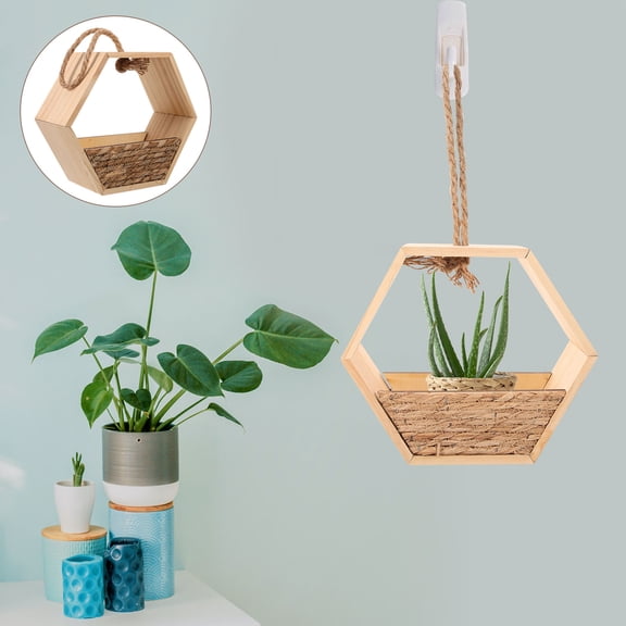 HEANUJJ Indoor Plants Holder Khaki Wall Hanging Flowerpot Hexagon 1Pack
