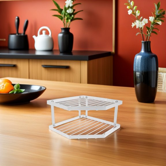 HEANUJJ White Corner Shelf Organizer Metal Kitchen Storage Rack for Pots Pans and Spice Jars