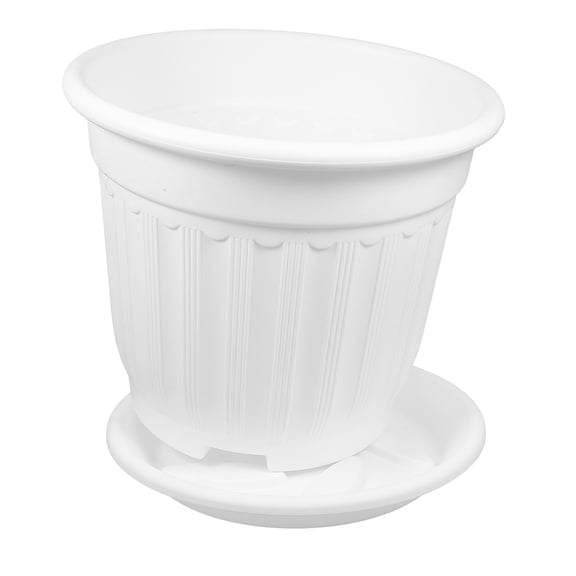 HEANUJJ White Round Plant Pot Plastic Planter Flowerpot for Indoor and Outdoor Use