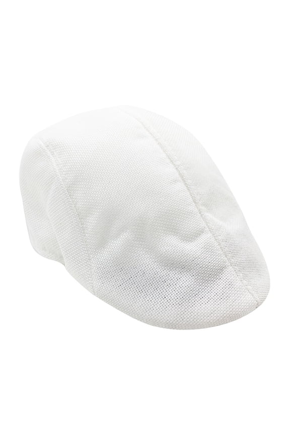 White Flax Beret Cap Lightweight Sunscreen Driving Hat with Simple Design