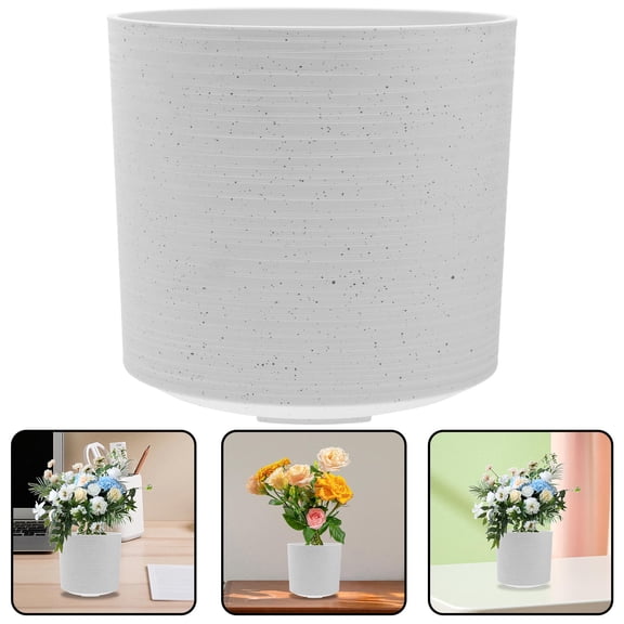 HEANUJJ Minimalist White Resin Planter Pot for Home Office Patio with Drainage Feature