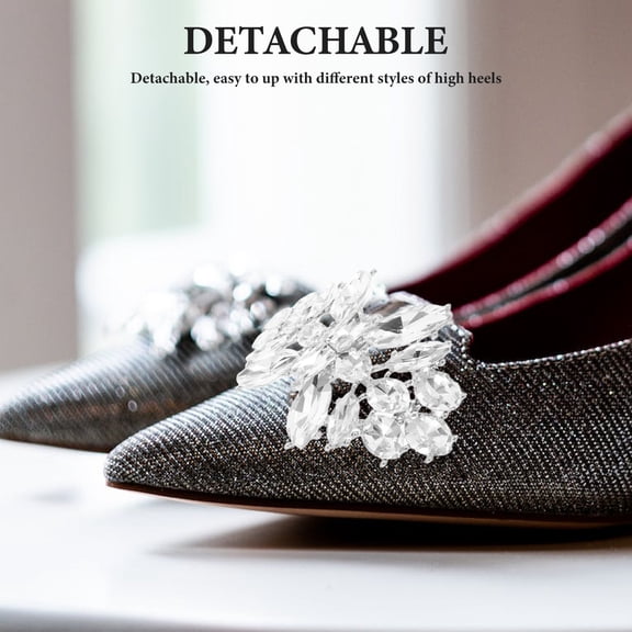 HEANUJJ White Rhinestone Shoe Jewelry Clips 2 Pcs for Women Footwear Accessories Perfect for Weddings and Party Events