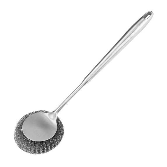 HEANUJJ Durable 304 Steel Kitchen Scrub Brush, Long Handle, Ideal for Deep Cleaning Pots and Pans
