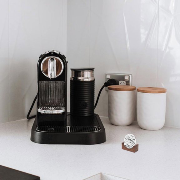 HEANUJJ Espresso Filter Holder Stand, Coffee Filter Screen Organizer Rack with Wooden Base for Coffee Bar Countertop Storage