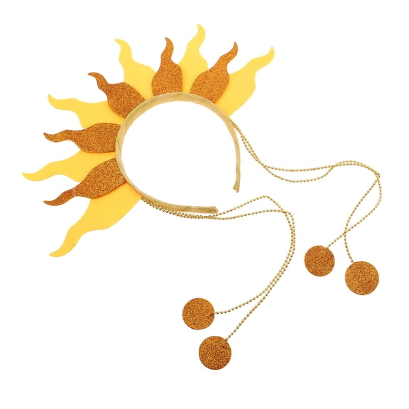 HEANUJJ Yellow Flame Hair Chain for Women, Sparkly Party Headband, Comfortable Non-Woven Fabric, 25.5 Inches