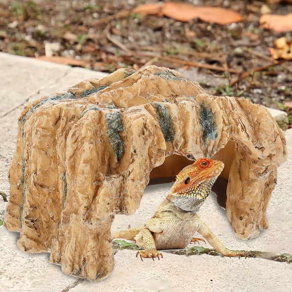 HEANUJJ Yellow Resin Turtle Cave Shelter for Reptile and Fish Tank Climbing Pet Accessory 6.5x4.5x3.5 Inches