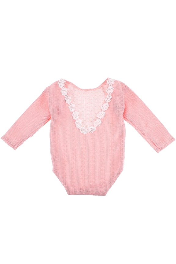 newborn photography romper Baby Girl Romper Spandex Pink Simple Design 1Pcs