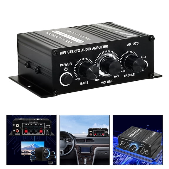 HEANUJJ Black Stereo Digital Audio Power Amplifier for TV Car Computer with LED Knob