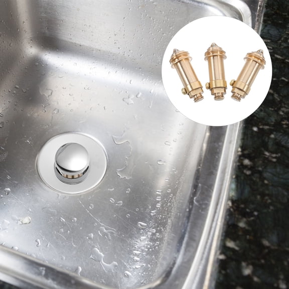 HEANUJJ 3pcs Drain Stopper Core Part Copper Golden Bathroom Sink Leak-Proof Round