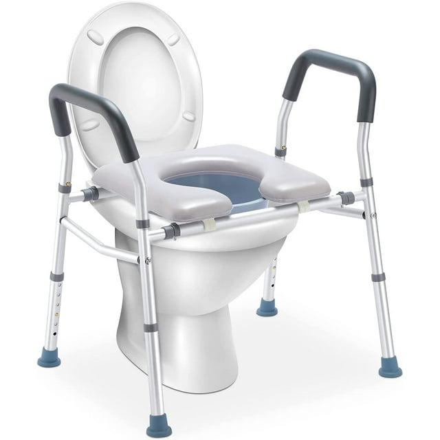 HEAO Medical 3in1 Raised Toilet Seat for Elderly & Disabled, Adjustable Height, Padded, Shower