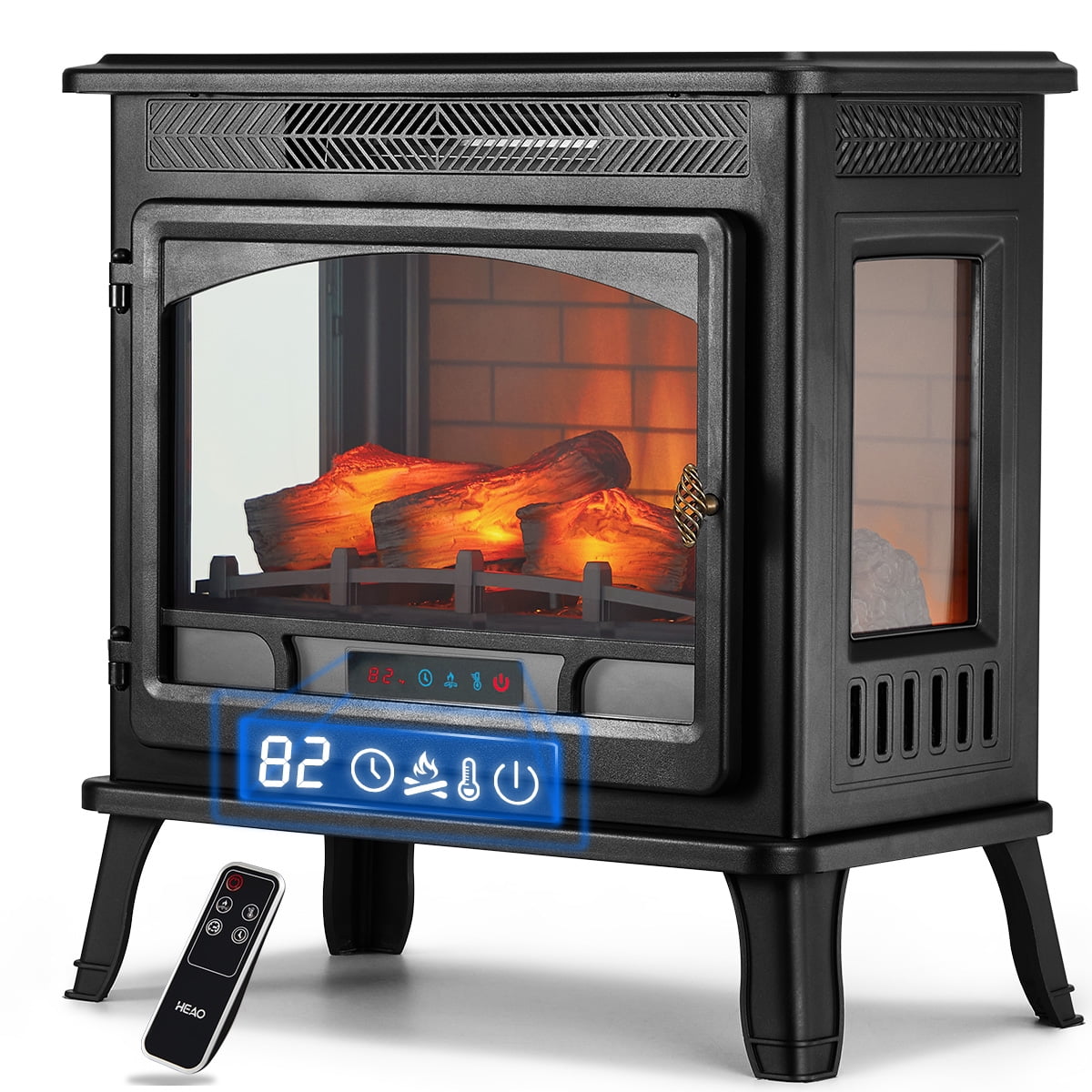 HEAO 3D Infrared Electric Fireplace Stove with Visible Control Panel and  Remote, Freestanding Portable Fireplace Heater, ETL Certified, Overheating  Safety Protection, for Home Office RV, 1500W (Black) - Walmart.com