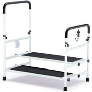 HEAO Adjustable 350lbs Bed Step Stool,with Blanket, LED Light for Elderly, Pregnant, Aluminum