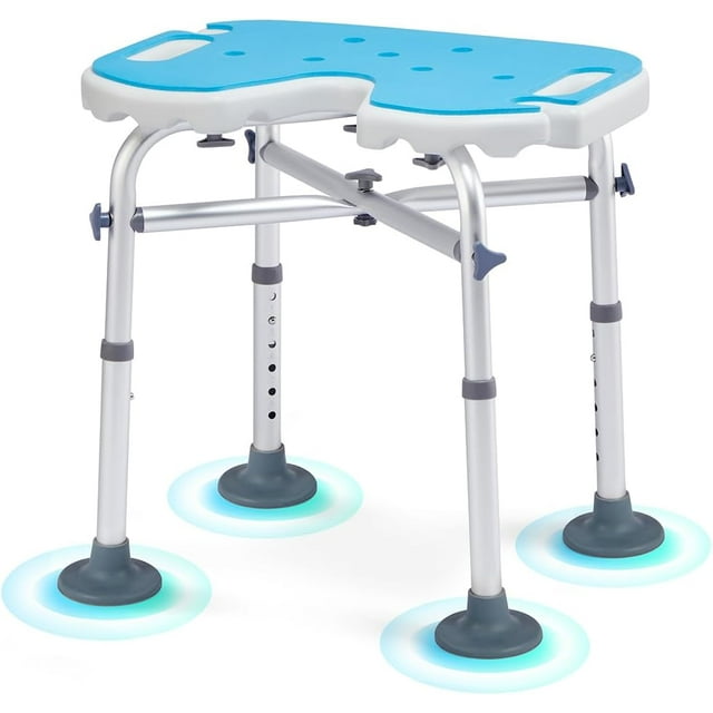 HEAO Heavy Duty Padded Shower Chair 400lbs with Large Seat,Adjustable