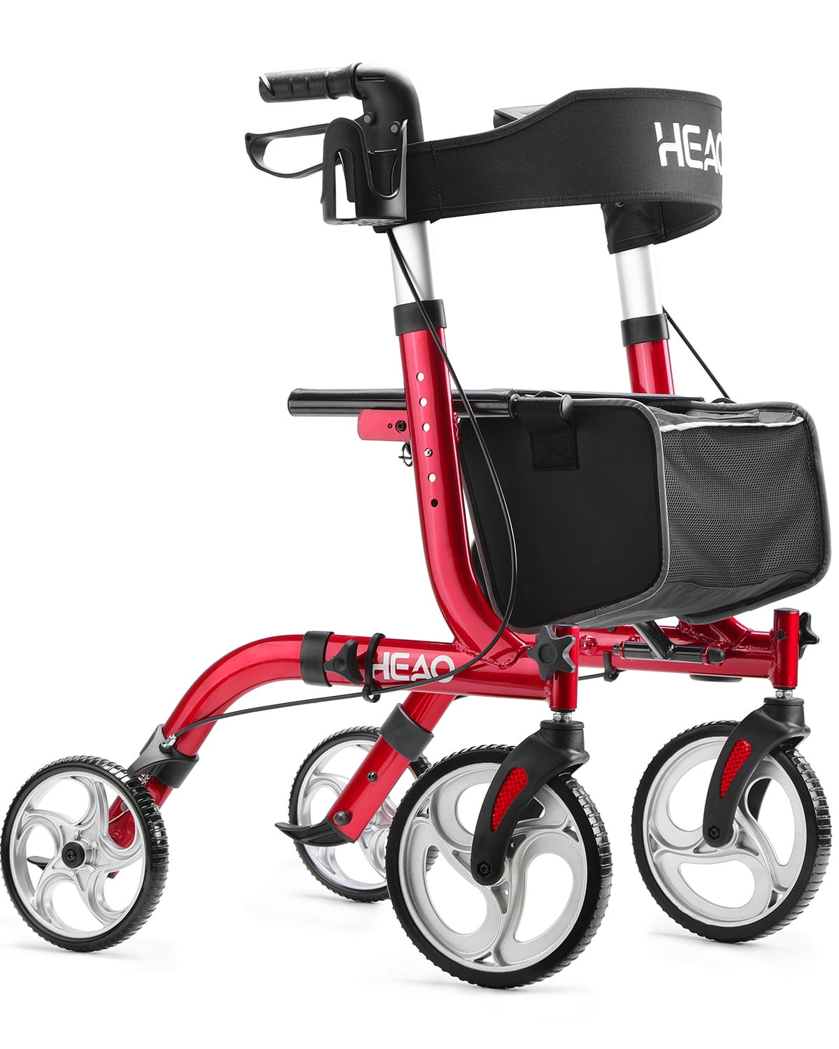 HEAO Rollator Walker, 10" Wheels Walker with Cup Holder,Padded Backrest