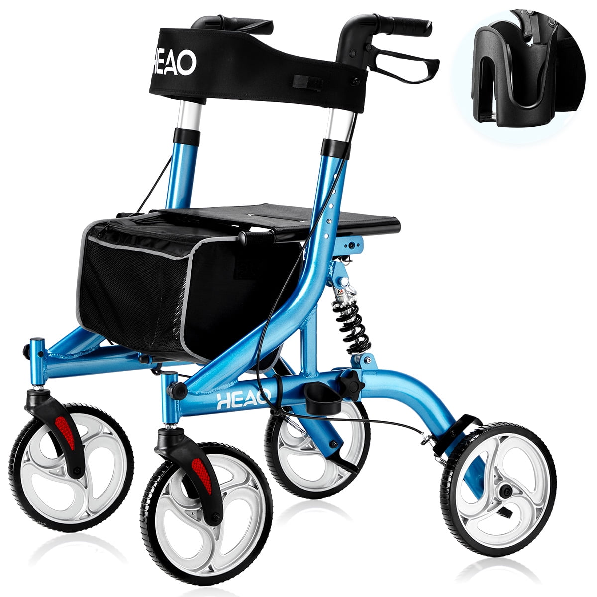 HEAO Rollator Walker with Seat for Seniors,4 x 10" Wheels Upright