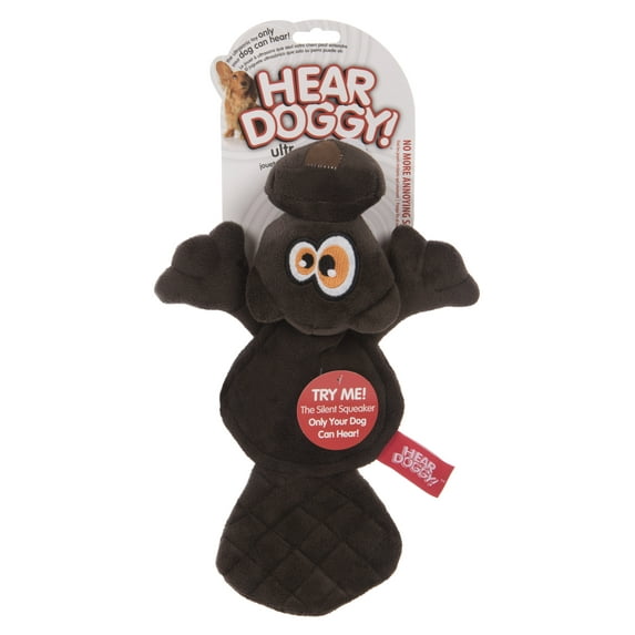HEAR DOGGY!® Flattie Beaver with Silent Squeak Technology™ Plush Dog Toy