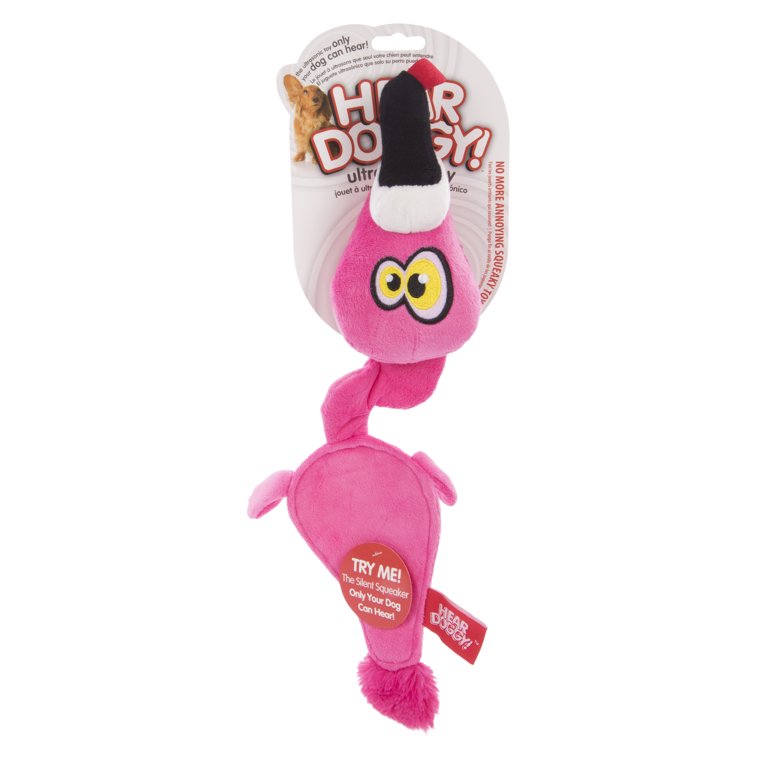 HEAR DOGGY!® Flattie Flamingo with Silent Squeak Technology™ Plush Dog Toy  