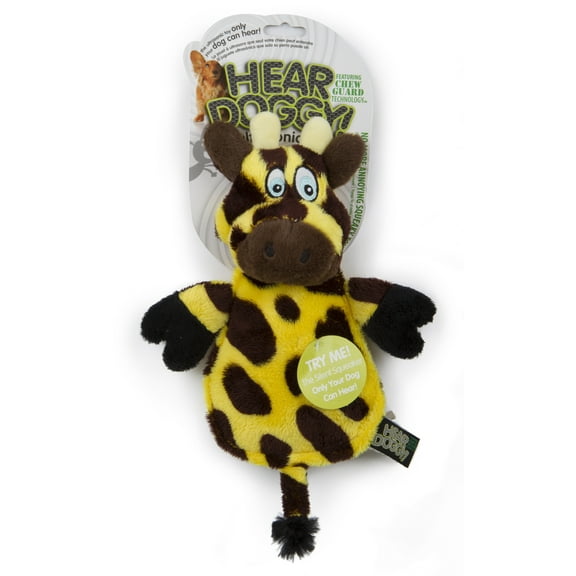 HEAR DOGGY!® Flattie Giraffe with Chew Guard Technology? and Silent Squeak Technology? Plush Dog Toy