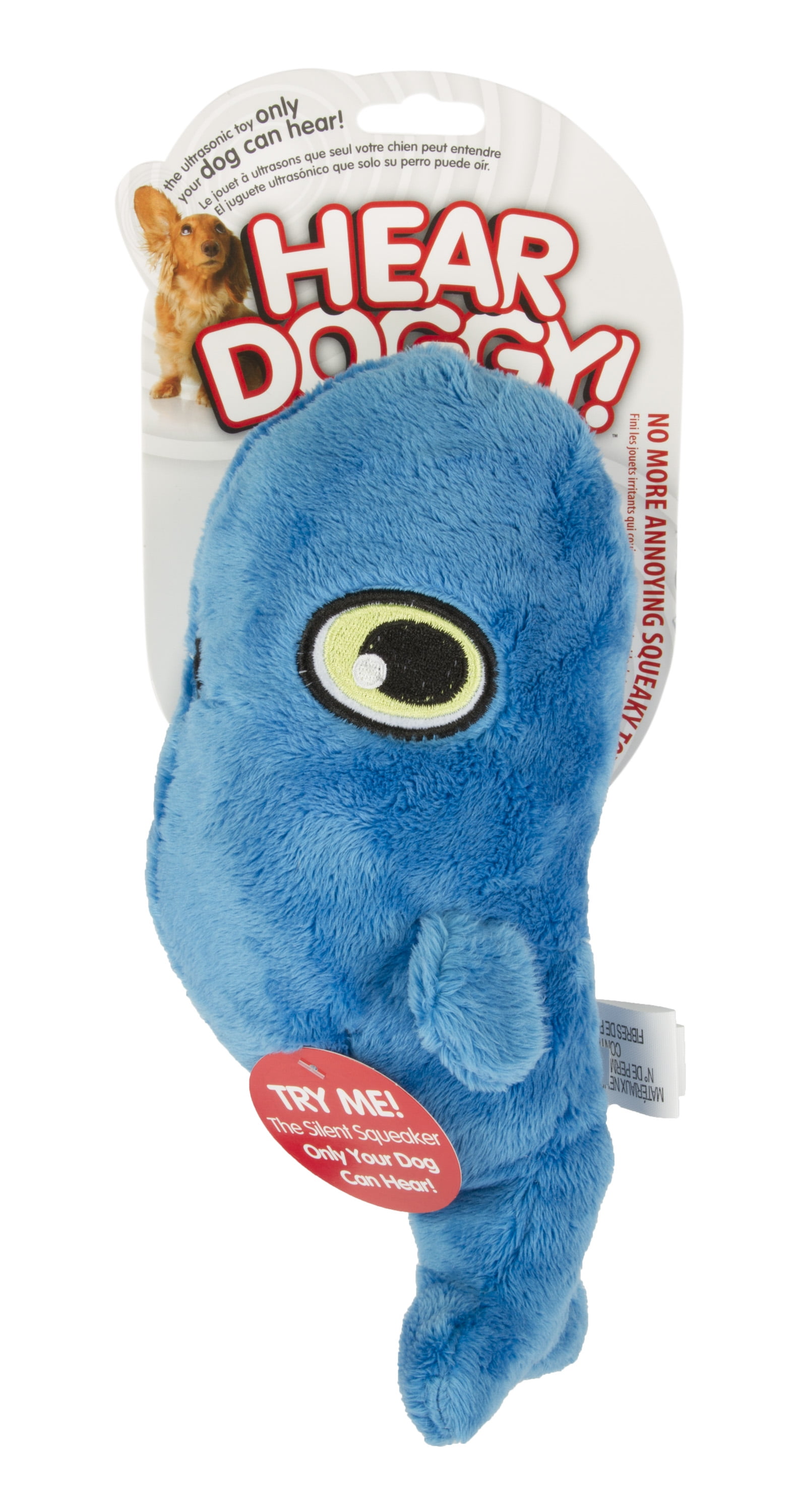 HEAR DOGGY Whale with Silent Squeak Technology Plush Dog Toy Blue Large Walmart