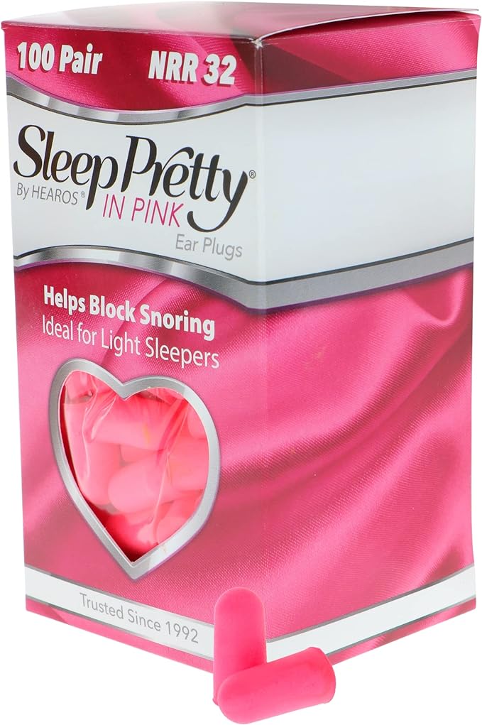 HEAROS Sleep Pretty in Pink Foam Ear Plugs, Sleeping Ear Plugs, 100