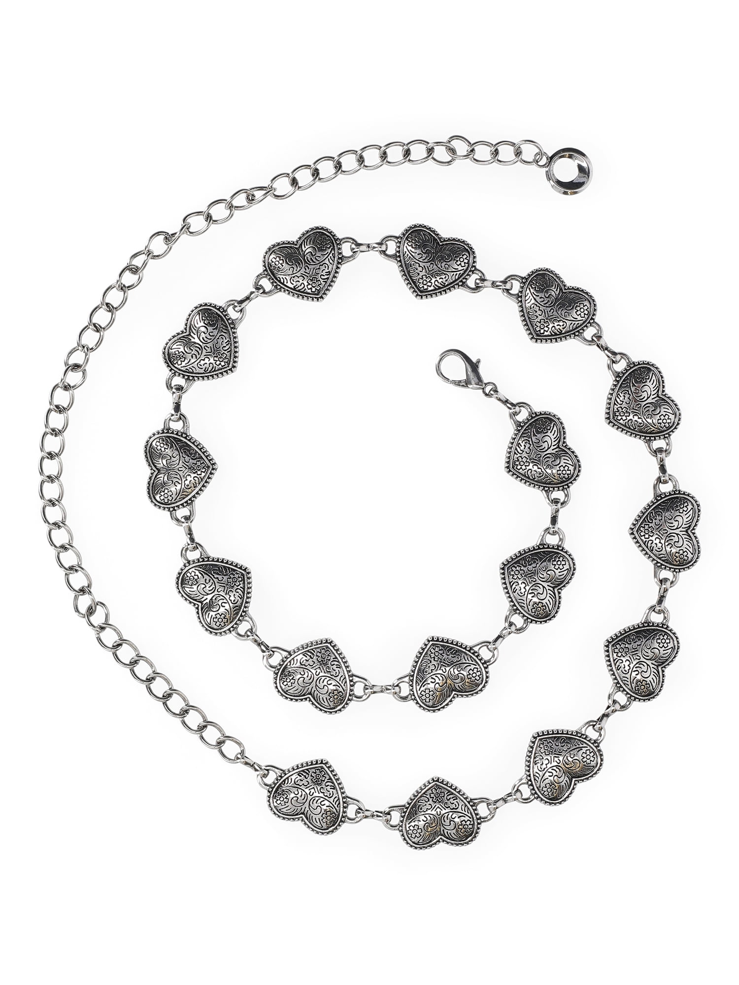 No Boundaries Women's Silvertone Heart Chain Belt - Walmart.com