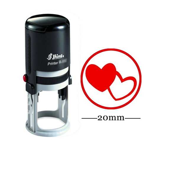 HEART SHAPE Round Self Inking Kids Teacher Stamp Personalized Custom Shiny 20mm Rubber Mini Stamp