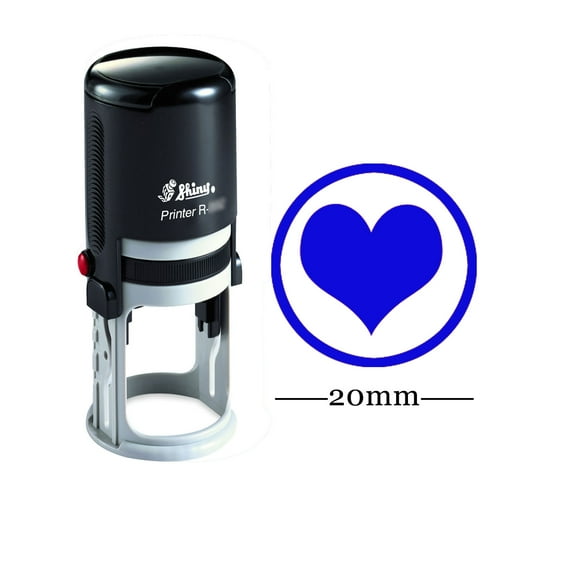 HEART SHAPE Round Self Inking Rubber Stamp Shiny Mini Round Stamper 20mm Teachers Stamp