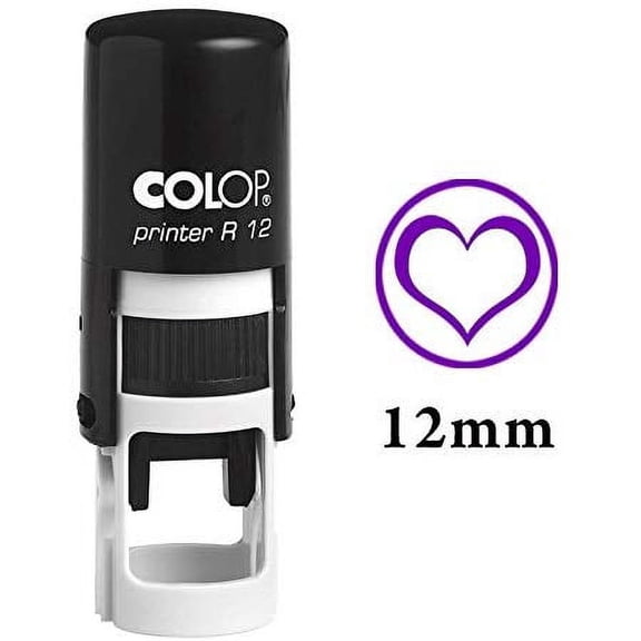 HEART SHAPE Self Inking Mini Rubber Stamp Colop Round Decorative Teachers Stamps 12mm