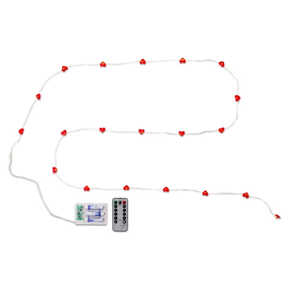Battery-Operated Heart LED String Lights, Red, 6', Valentine's Day by Way To Celebrate