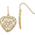 thumbnail image 1 of 14K Yellow & Rhodium Luxurious, Brilliant, Sculptural Polished 24 Mm 15.5 W/ Rh Filigree Cut-Out Heart Wire Earrings, 1 of 4