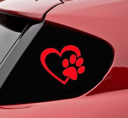 Dog Paw Print Heart Window Decal | Waterproof Vinyl Bumper Sticker, 8 Inch, Made In USA 3 thumbnail image