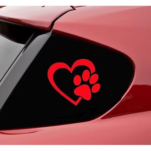 HEART with DOG PAW Puppy Love Vinyl Decal Window Sticker for Cars Trucks Windows Walls Laptops and other stuff