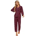 thumbnail image 1 of HEARTNICE 100% Cotton Pajama Set for Women, Button Down Plaid Sleepwear Long Sleeve Flannel Pajamas Set,(Burgundy Brown Plaid,XL), 1 of 1
