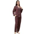 thumbnail image 1 of HEARTNICE 100% Cotton Pajama Set for Women, Button Down Plaid Sleepwear Long Sleeve Flannel Pajamas Set,(Purple Green Plaid,XL), 1 of 5
