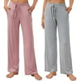 thumbnail image 1 of HEARTNICE 2 Pack Women's Pajamas Pants, with Pockets Pj Bottoms Lounge Stretch Yoga Sweatpants,(Light Grey Mel+Dark Pink,2XL), 1 of 6