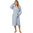 thumbnail image 1 of HEARTNICE Fuzzy Robes for Women, Long Plush Hooded Fluffy Warm Bathrobes,(Light Blue,L-XL), 1 of 5