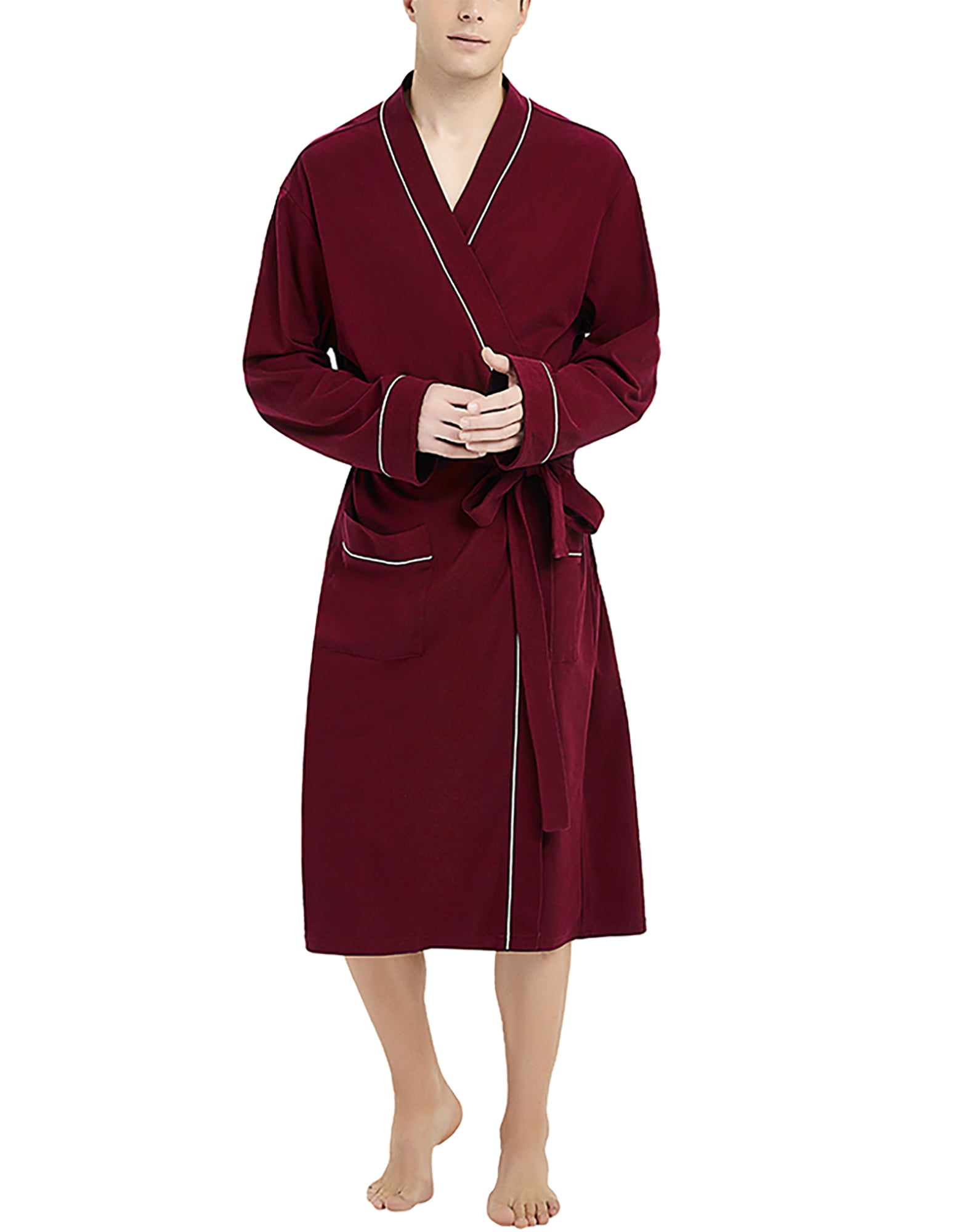 HEARTNICE Mens Robe 100% Cotton, Soft Lightweight Knit Spa Long ...