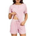 thumbnail image 1 of HEARTNICE Pajamas Set for Women, 2 Piece Soft Shorts Lounge Sets Short Sleeve Sleepwear Summer PJ(Dusty Pink,M), 1 of 7