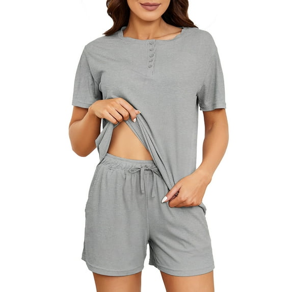 HEARTNICE Pajamas Set for Women, 2 Piece Soft Shorts Lounge Sets Short Sleeve Sleepwear Summer PJ