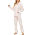 thumbnail image 1 of HEARTNICE Women Button-Down Pajama Set, Soft Quilted Sherpa Shawl Collar Long Sleeve Sleepwear,(Light Pink,L), 1 of 5