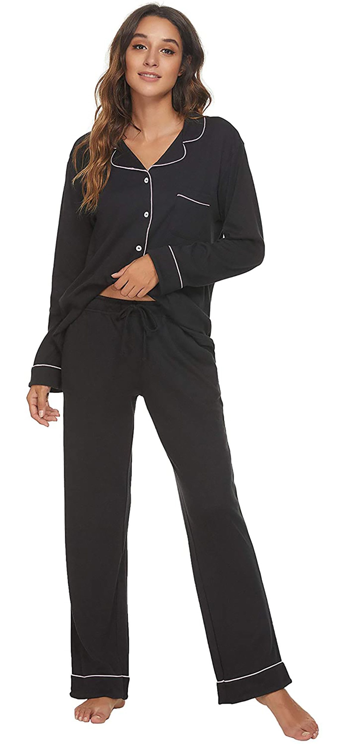 Casual Nights Women's Flannel Long Sleeve Button Down Pajama Set